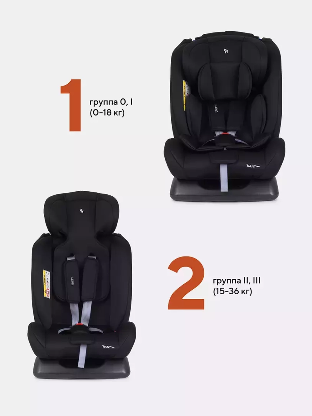 Автокресло ZY26 "Unity" RANT basic (Black) группа 0+-1-2-3 (0-36 кг)
