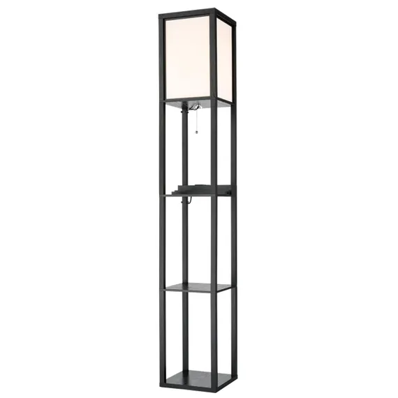 8093/1F COMFI LN25 361 черный/белый, дерево/текстиль Торшер Е27 1*60W 220V PRACTIC