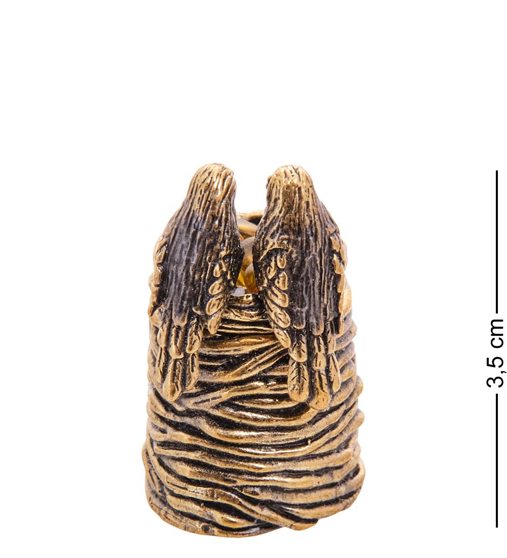 AM-3559 Наперсток «Птички на гнезде» (латунь, янтарь)