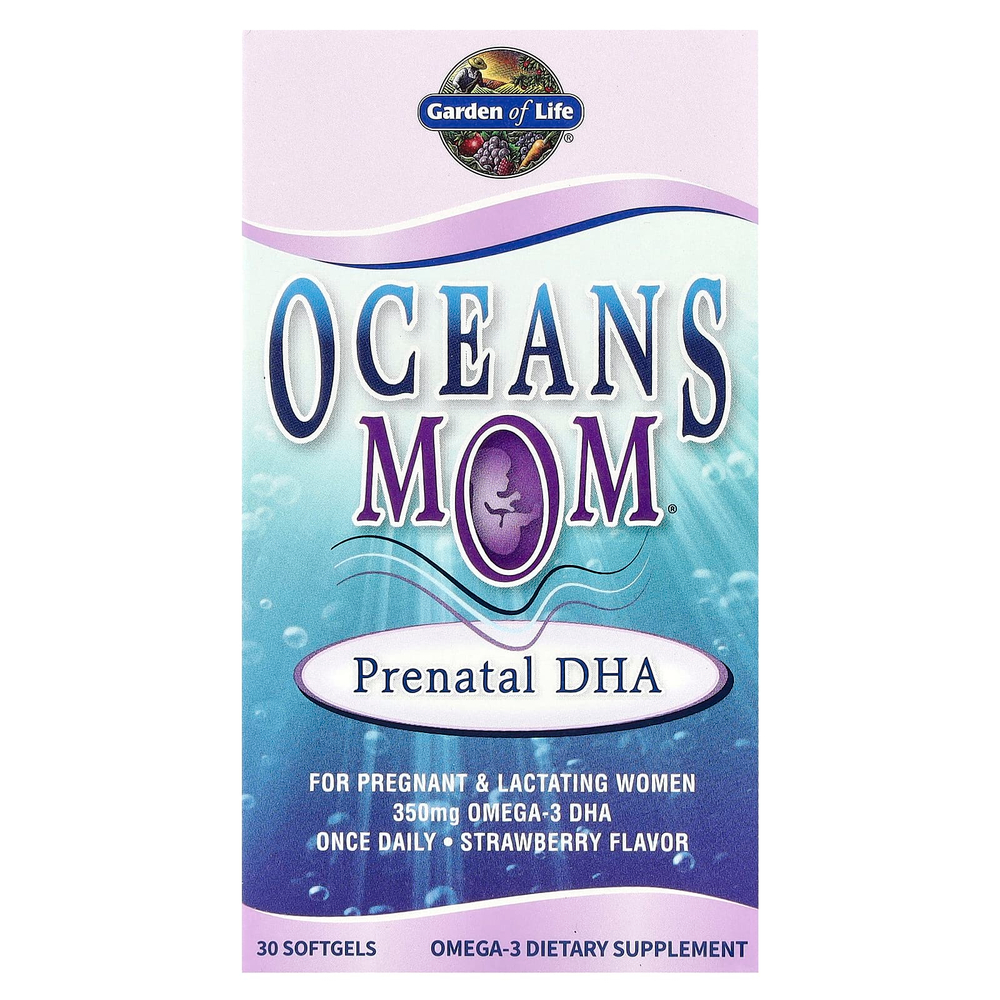 Garden of Life, Oceans Mom®, пренатальная ДГК, со вкусом клубники, 350 мг, 30 капсул