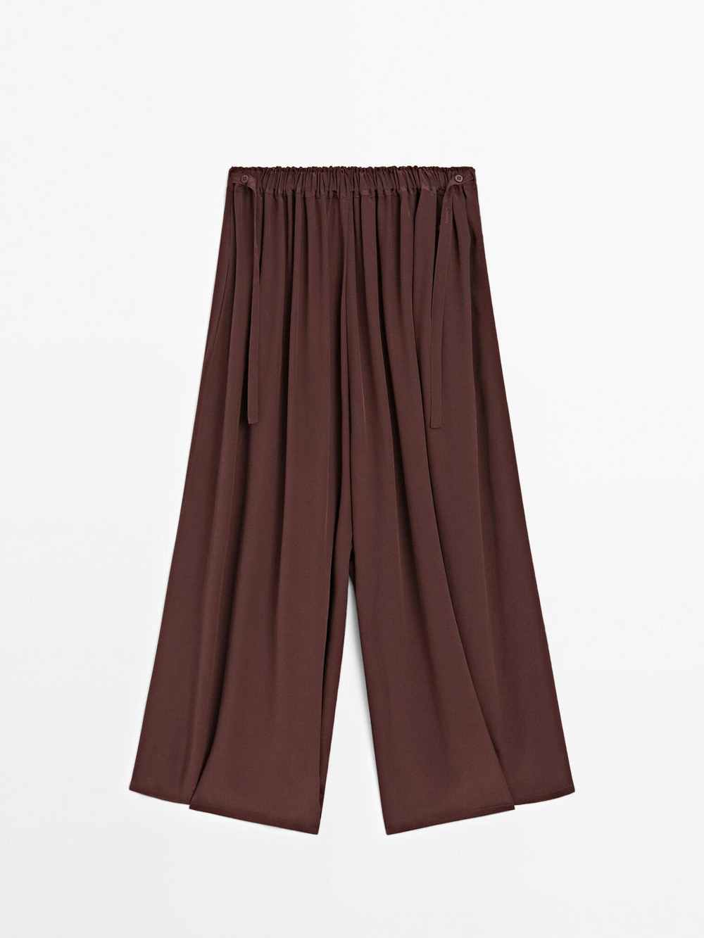 Massimo Dutti Юбка-шорты из струящейся высокотехнологичной ткани, гранатовый