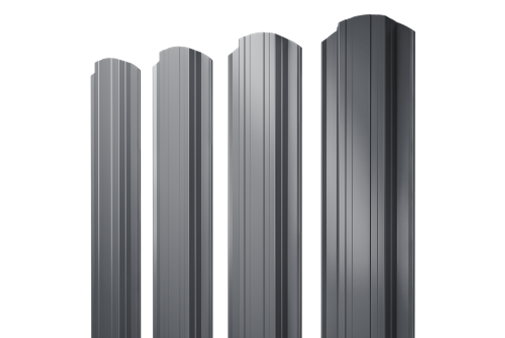 Штакетник Прямоугольный фигурный 0,5 GreenCoat Pural BT, matt RR 23 темно-серый (RAL 7024 мокрый асфальт)