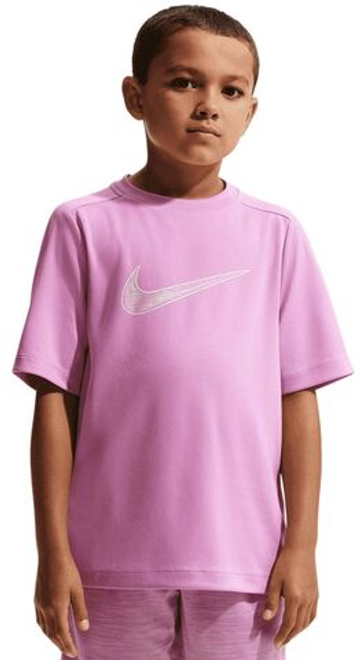 Детская теннисная футболка Nike Boys Dri-FIT Multi Short Sleeve - light magenta/white
