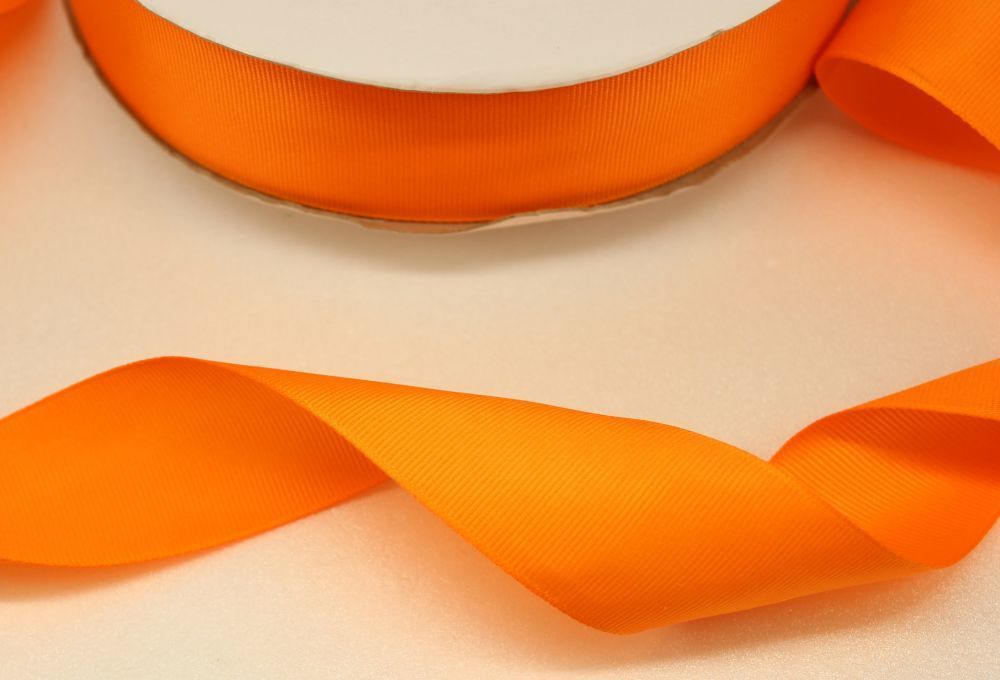 Лента репсовая однотонная 25 мм, длина 25 ярдов, цвет: оранжевый