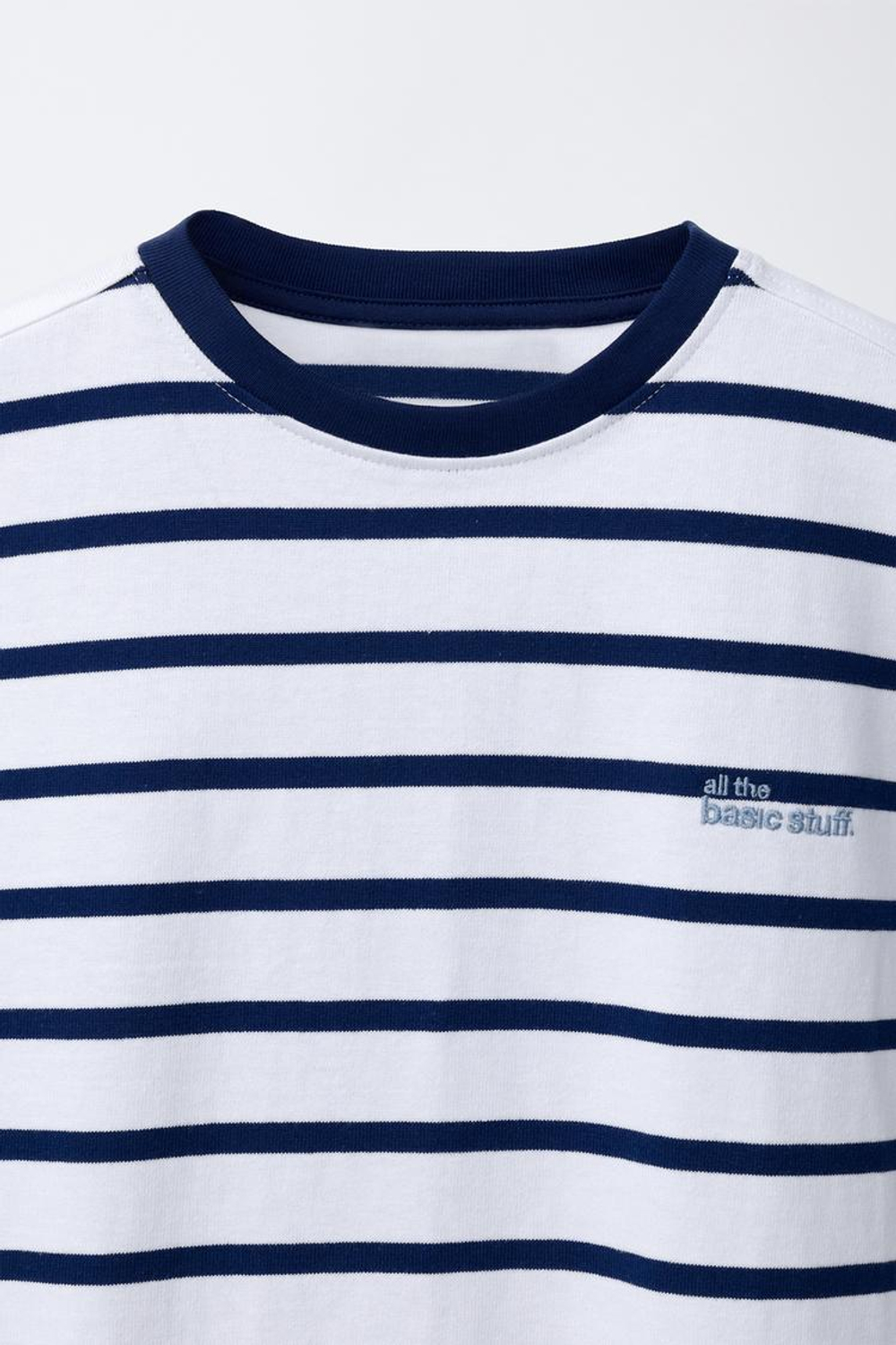 ZARA ФУТБОЛКА HEAVY WEIGHT В ПОЛОСКУ С НАДПИСЬЮ, ТЕМНО-СИНИЙ/ЭКРЮ