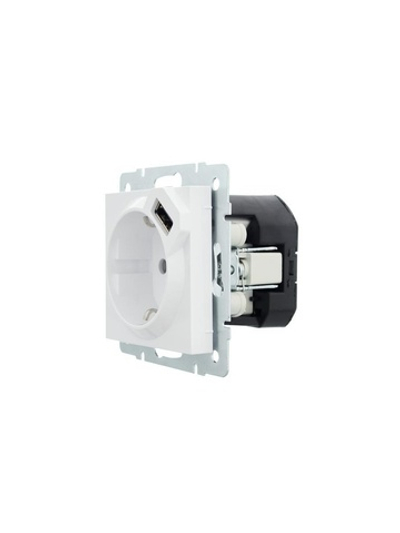 Розетка 1-м СП Vesna с заземл. с заряд. устройством USB механизм бел. LEZARD 742-0288-181