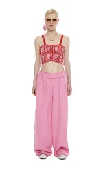 Брюки Kraizy Stripes Cut-off розовые