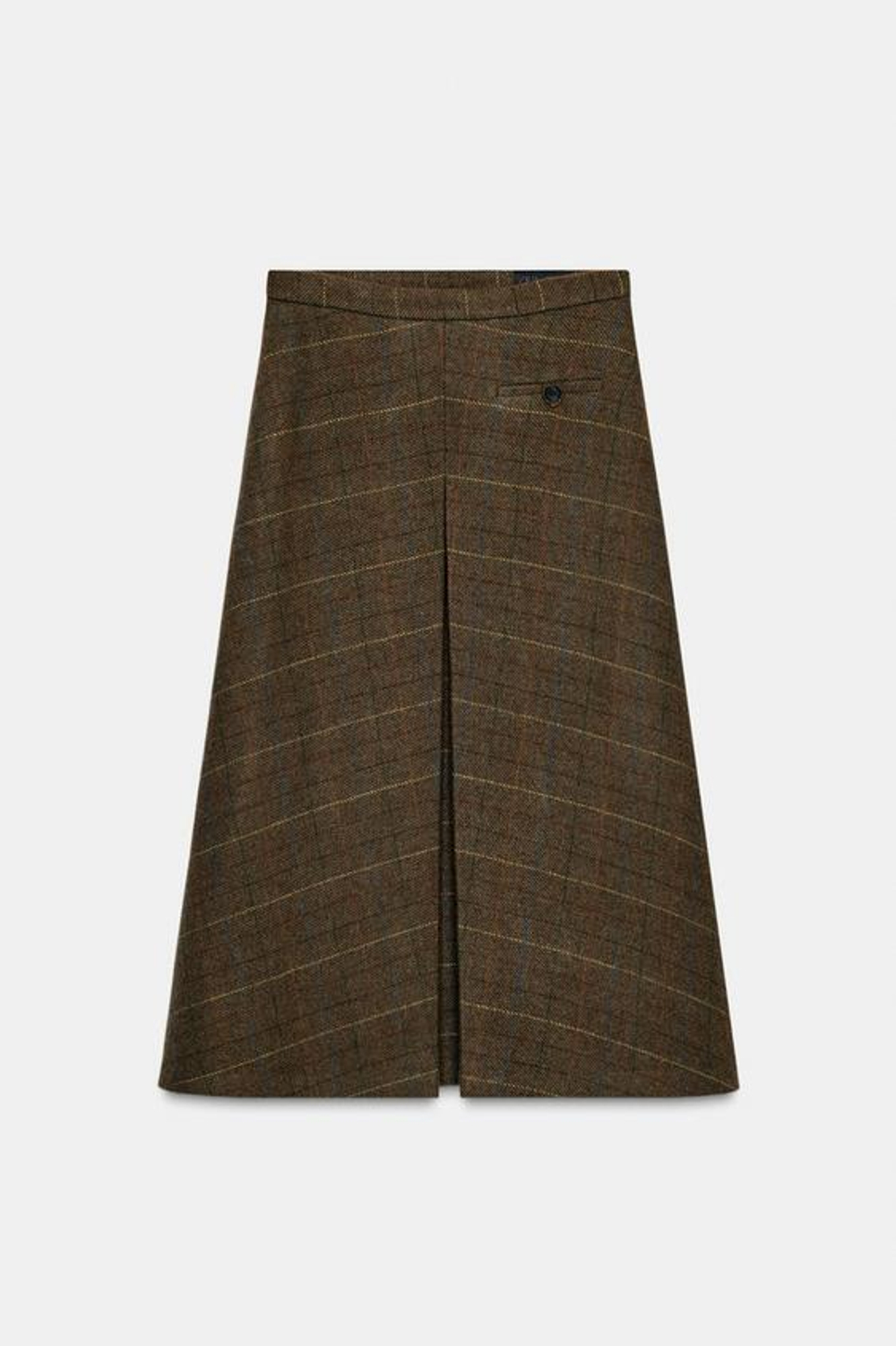 ZARA ЮБКА В КЛЕТКУ ИЗ ШЕРСТИ — ZW COLLECTION, ЦВЕТ ВЕРБЛЮЖЬЕЙ ШЕРСТИ