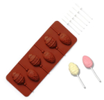 Форма силиконовая для леденцов «Пасхальные яйца», 26×10×1 см, 6 ячеек, с палочками