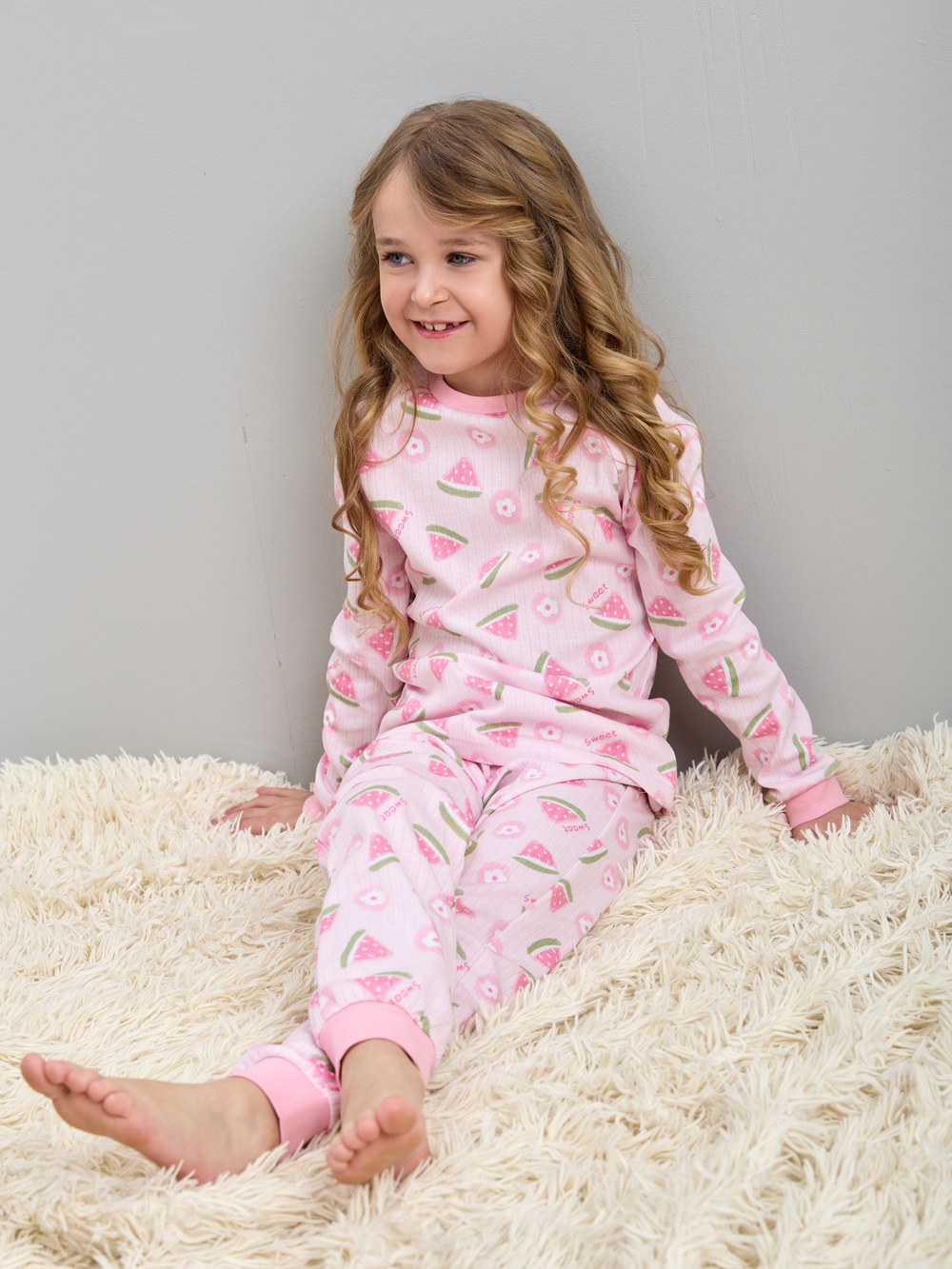Детская пижама с брюками дПБ-91/розовый-арбузики