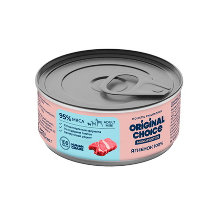 Консервы ORIGINAL CHOICE MONOPROTEIN ADULT MINI для собак мелких пород ягненок 100 г