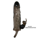 Дымчатая удлиняющая вибронасадка 17см с клиторальным стимулятором Baile Brave Man BI-026225-1