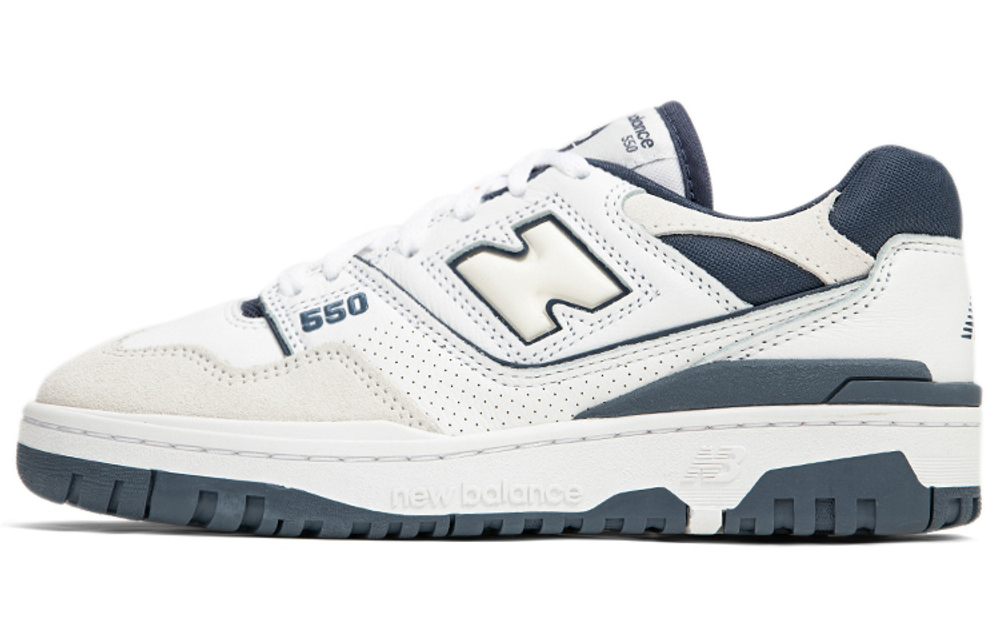 New Balance NB 550 Anti-skid Wear Low Help Retro Basketball Shoes White and Blue