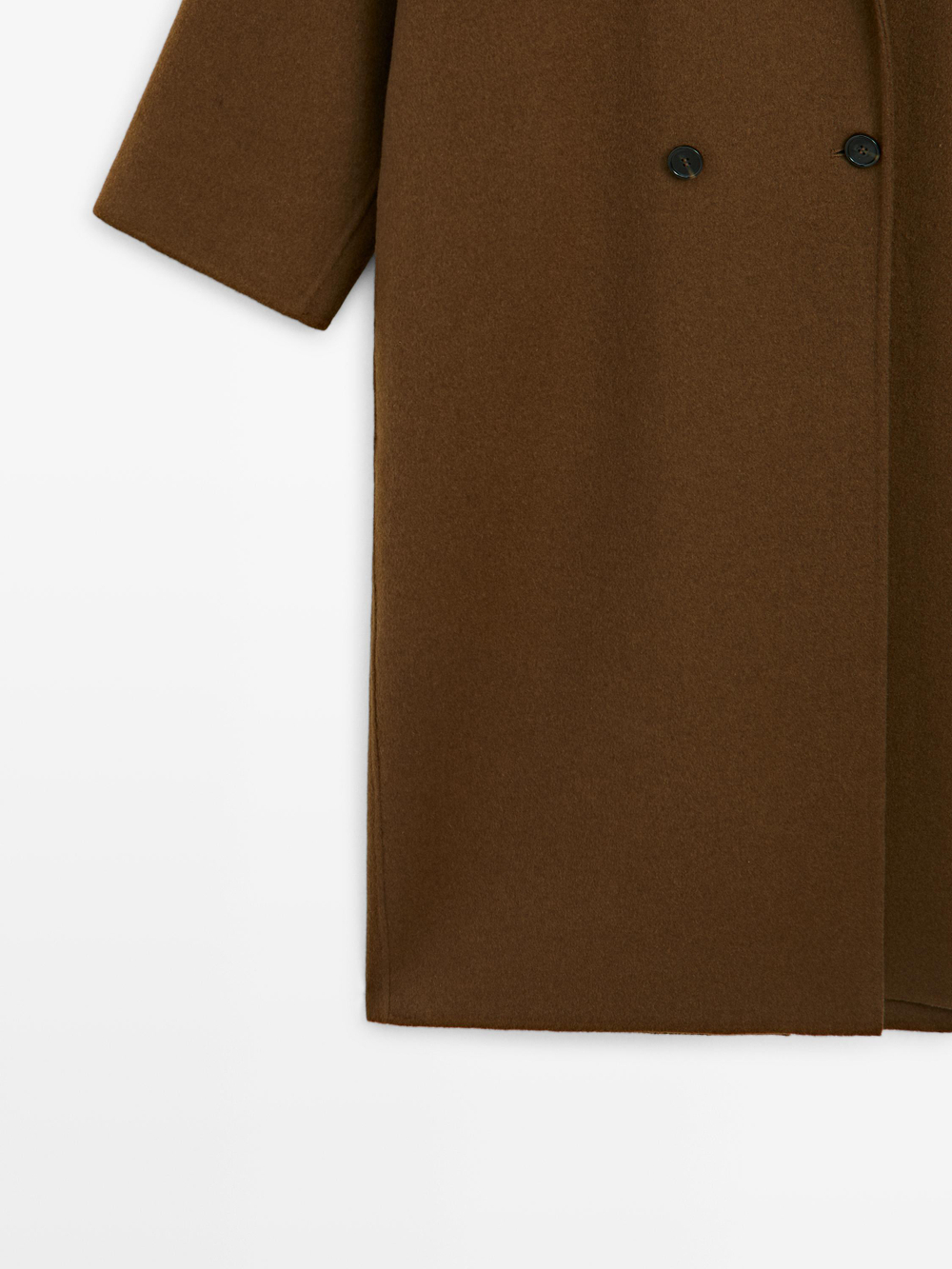 Massimo Dutti Длинное пальто из смесовой шерсти, карамельный