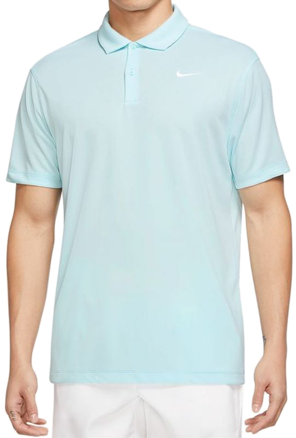 Мужское теннисное поло Nike Men's Court Dri-Fit Solid Polo - glacier blue/white