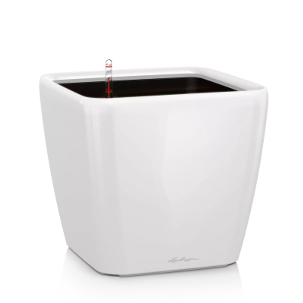 Кашпо Lechuza quadro ls 35см белый блестящий с автополивом