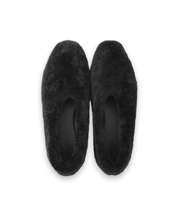 Балетки из натурального меха черный