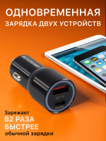 Зарядное устройство для автомобиля / Зapядкa в прикуриватель, Аксессуары для машины, двойная зарядка, SOTAPOWER Черный