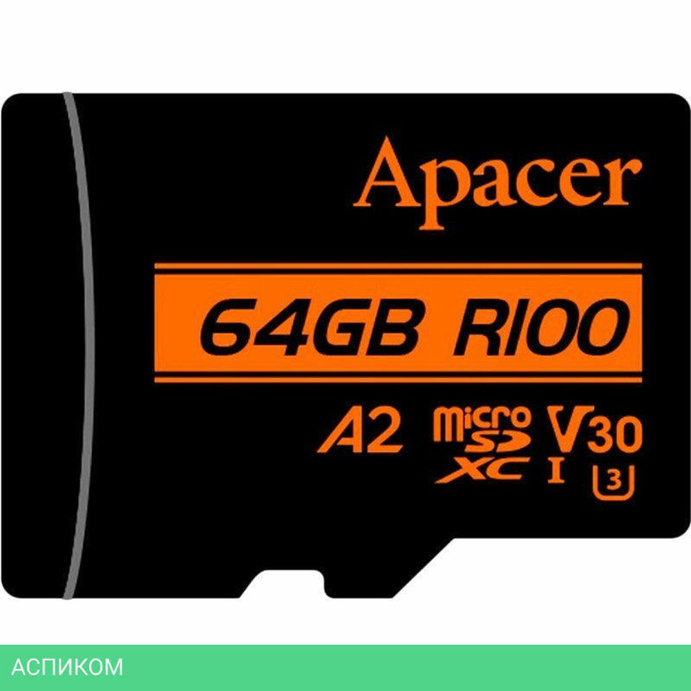 Карта памяти Apacer microSDXC 64GB с адаптером (AP64GMCSX10U8-R)