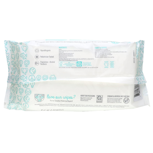 Seventh Generation, Sensitive Protection, очищающие детские салфетки, 64 шт.