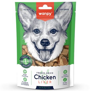 WanPy Dog Лакомство для собак, Сублимированная Куриная Печень, 40 г