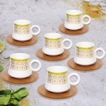 Кофейный набор 12 предметов «Восточная сказка» ( 6кружек 90мл+6 блюдец), вензеля зеленый