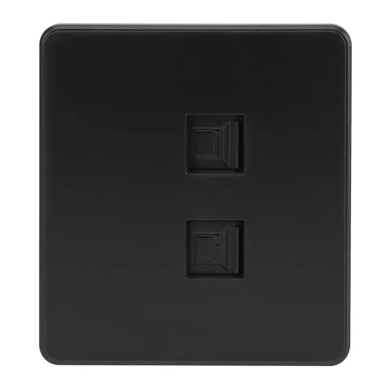Розетка ROUND компьютерная двойная RJ45+RJ45 кат6 с/у оникс KRANZ