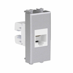 Телефонная розетка RJ-12 без шторки модульная, "Avanti", "Закаленная сталь", 1 модуль