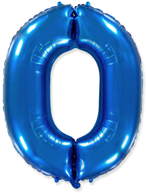 Шар (40''/102 см) Цифра, 0, Синий, 1 шт. в упак.