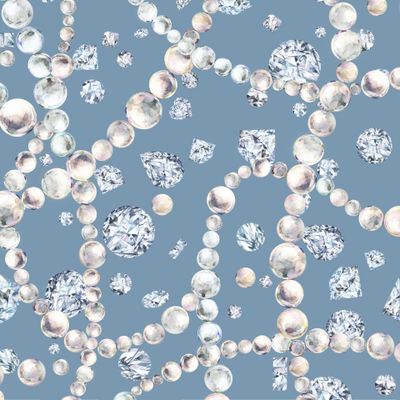 жемчужное колье и бриллианты акварельный принт