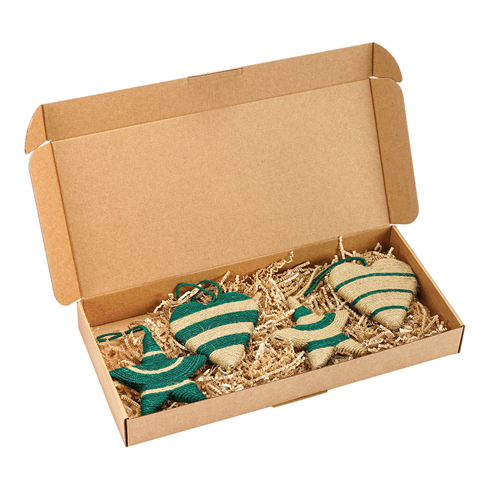 Набор елочных украшений trendy stripes из джута и гофрированного картона из коллекции new year essential, 4 шт.