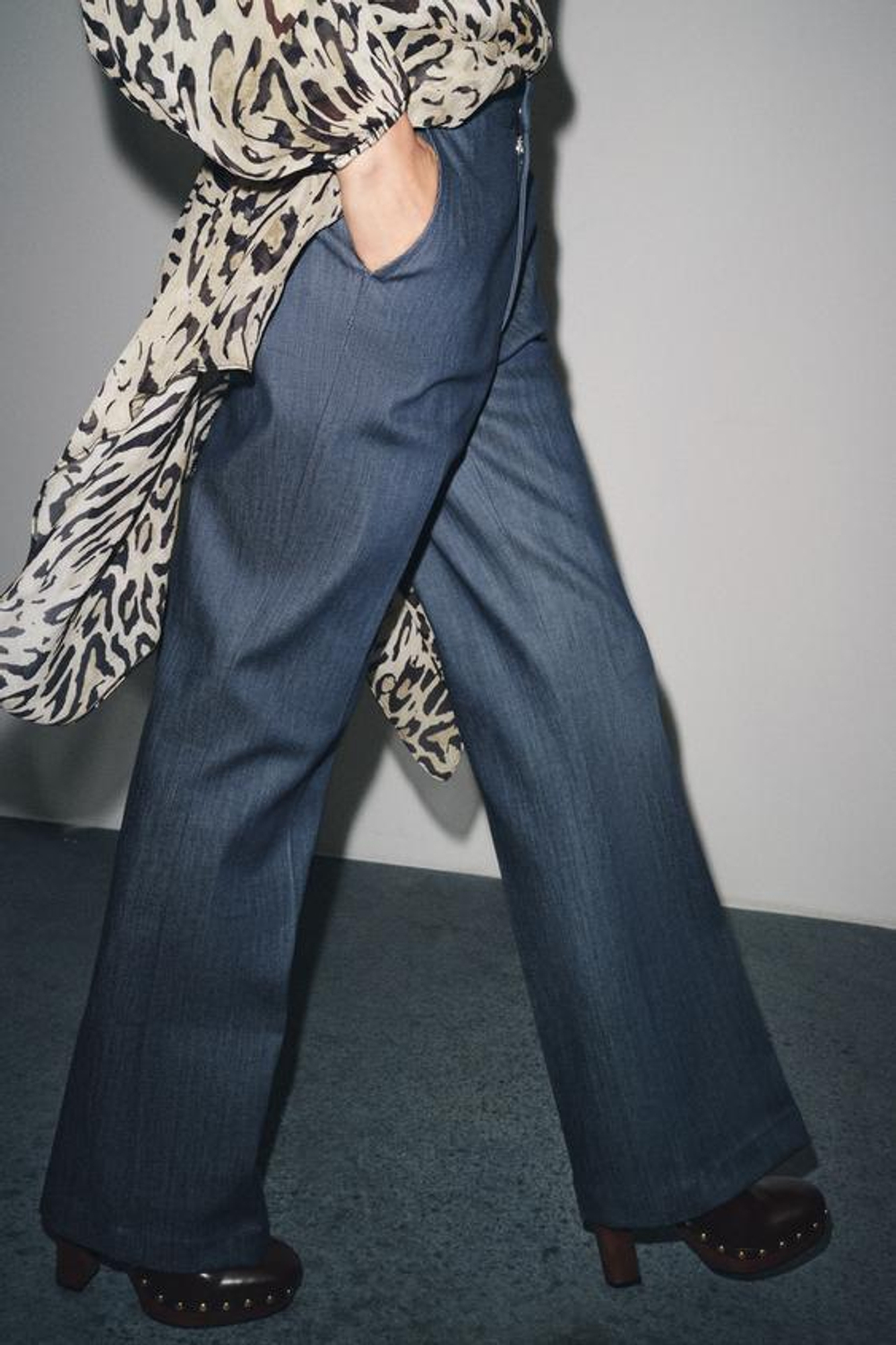 ZARA БРЮКИ В СТИЛЕ МИНИМАЛ — ZW COLLECTION, СИНИЙ