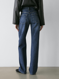 Massimo Dutti Джинсы прямого кроя с высокой талией, средне-синий