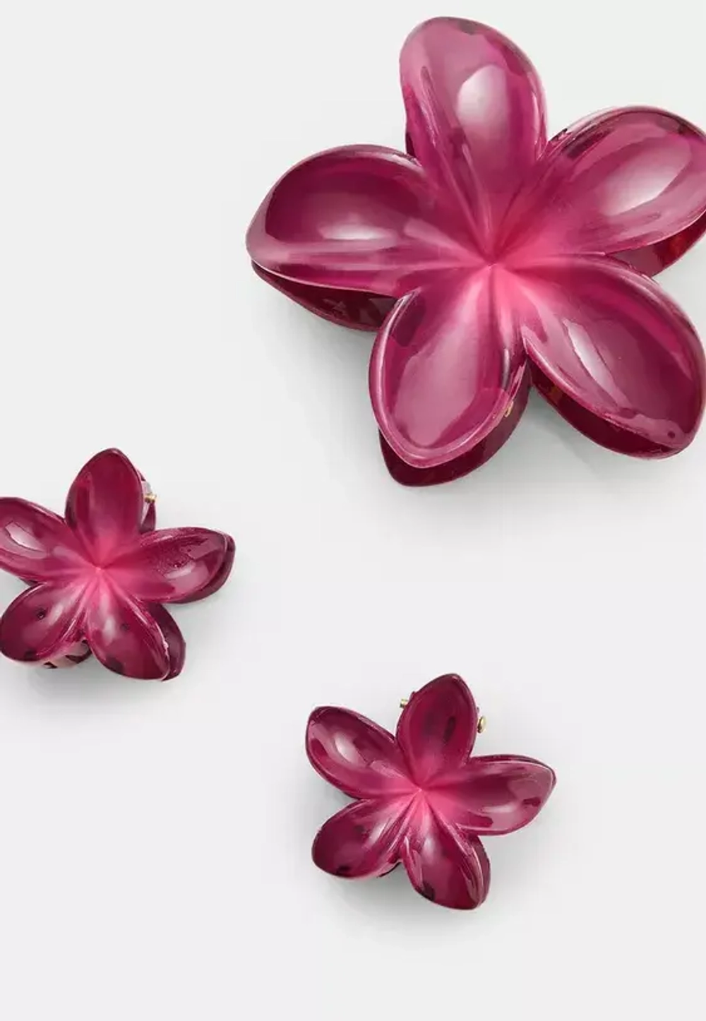 STRADIVARIUS Набор из 3 мини-заколок для волос в виде цветов, коралловый