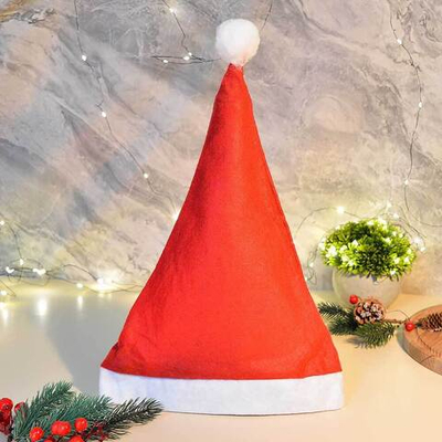 Колпак новогодний флис красный (12шт)