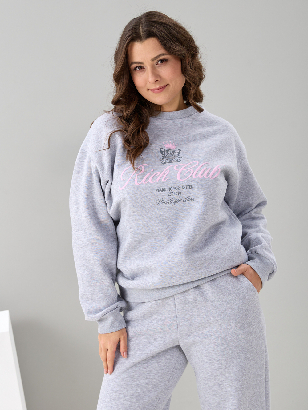 Костюм с брюками КБфн-090/серый-меланж-п