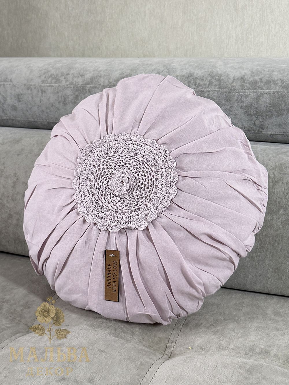 Подушка декоративная "Лейс" круглая розовая 39x39x10см от J-LINE