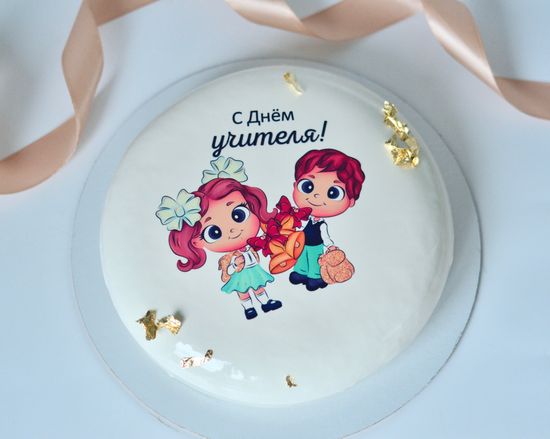 Муссовый торт С Днём учителя! (С фотопечатью)