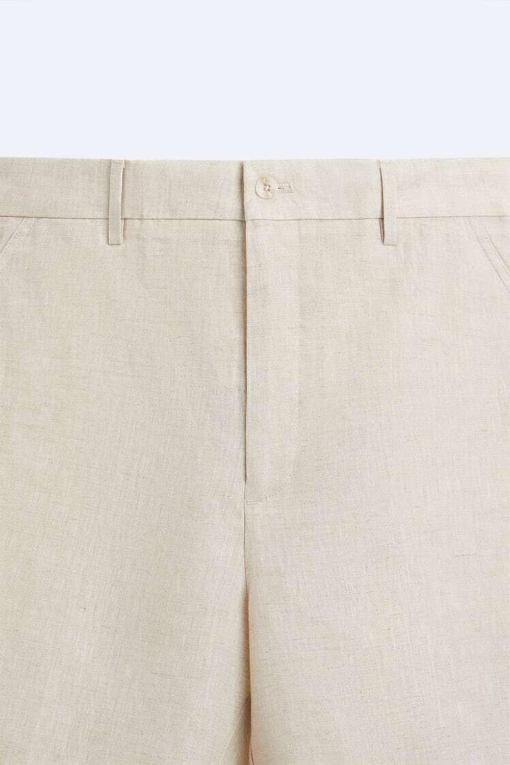 ZARA ШОРТЫ ИЗ 100% ЛЬНА, СВЕТЛО-БЕЖЕВЫЙ