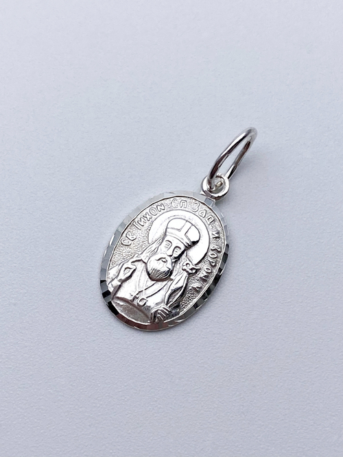 Образок из серебра/Без покрытия/С подвижным ухом/Тихон