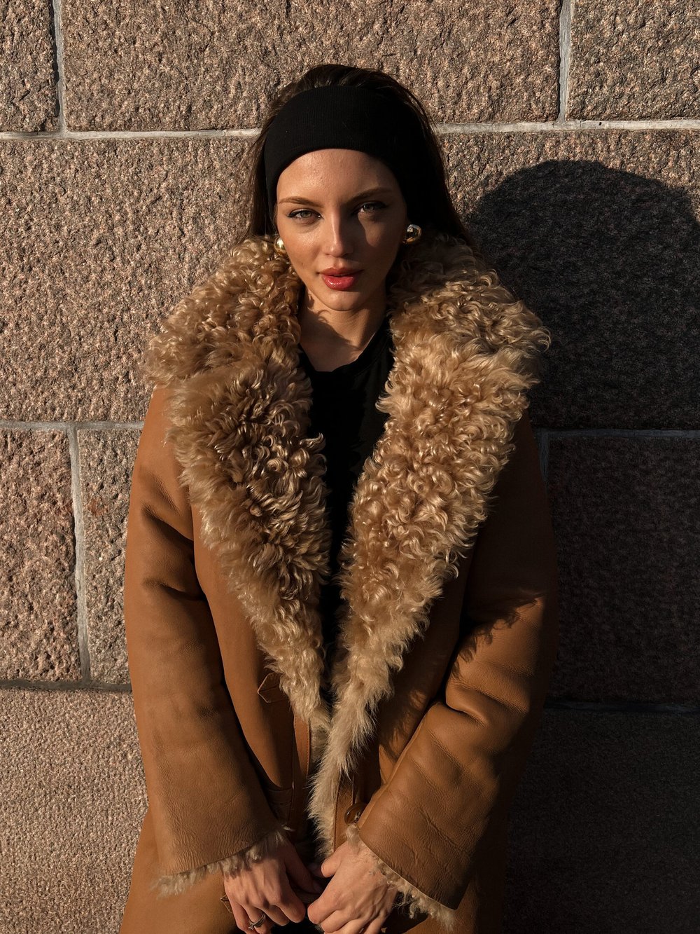 Удлиненная двусторонняя шубка Sand, Бежевая