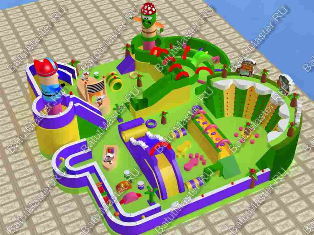 Надувной батут "Детский мегапарк" 18*18*8 м
