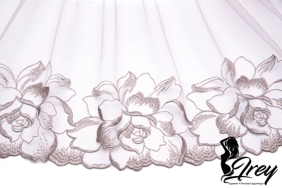 05-111 ОПТ Вышивка на неэл. сетке 21 см, Rose, кофейная роза/бронза