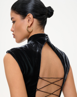 Топ-ципао из бархата с открытой спиной на шнуровке