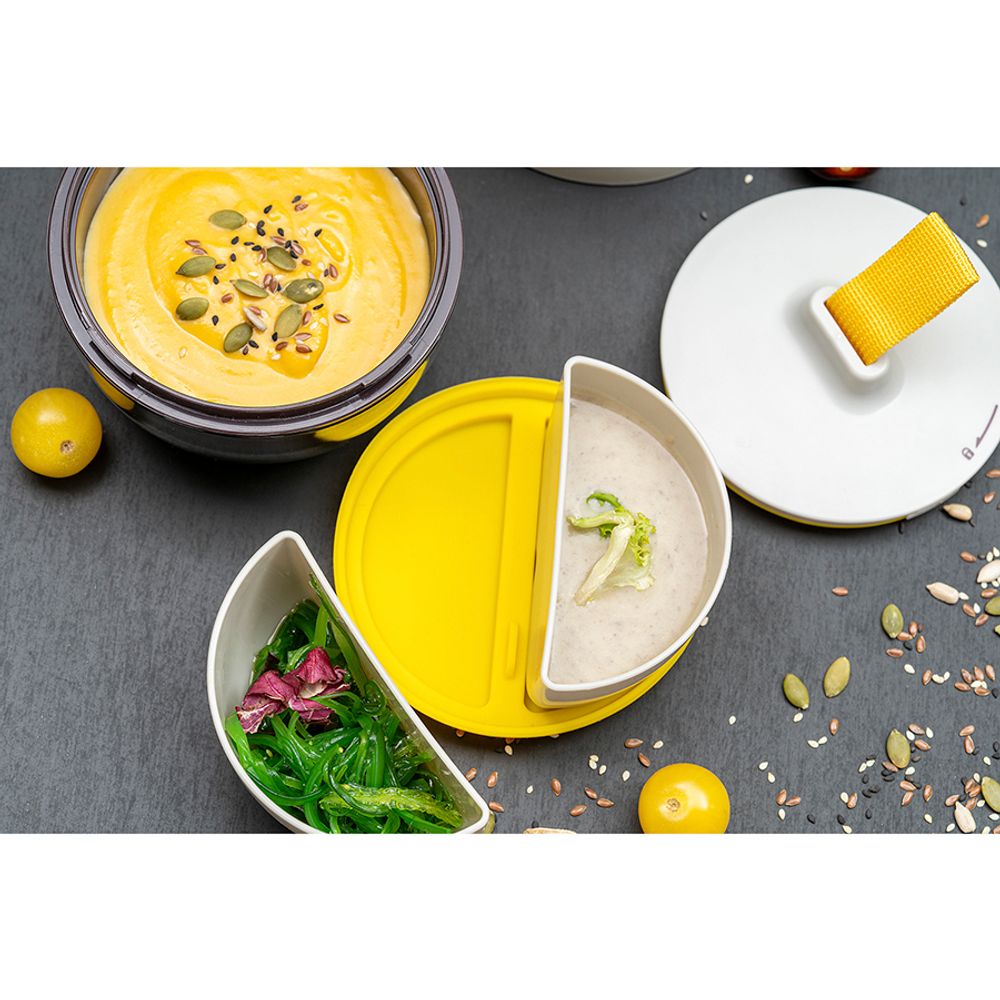 Ланч-бокс Meals, 800 мл, светло-серый/темно-сливовый