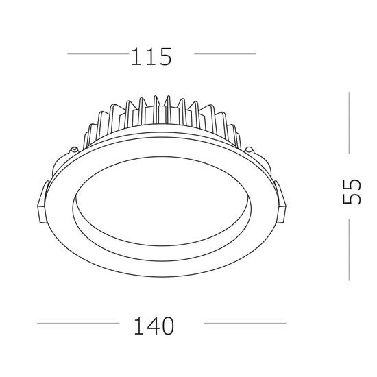 ST752.538.18 Св-к встр. Белый LED 1*18W 3000K 1 440Lm Ra80 100° IP44 D140xH52 100-240VV Встраиваемые светильники
