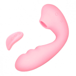 Розовый вибратор 13см с вакуумной стимуляцией и пультом ДУ BeYourLover Tara Pink TW05R