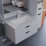 Тумба с раковиной для ванной Uperwood Modul 80 см, подвесная, матовая, белая/графит