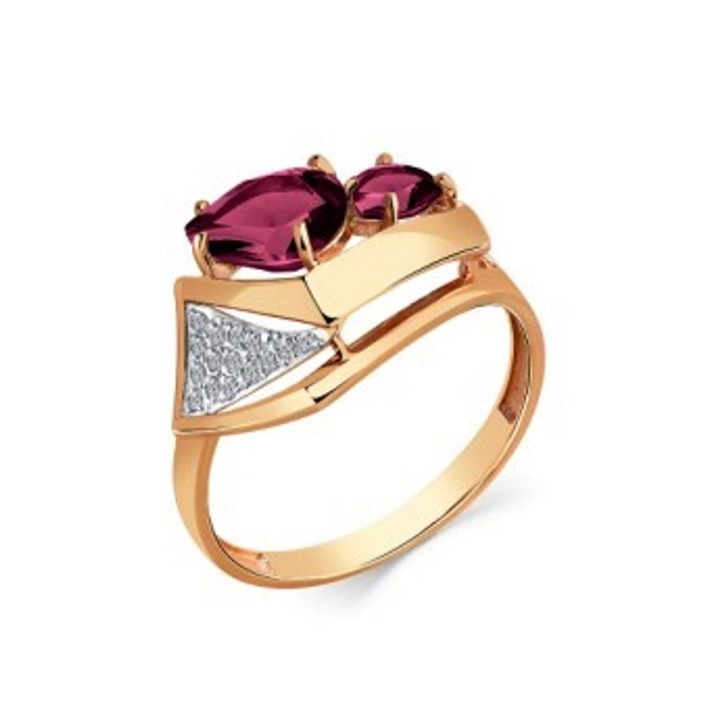 Кольцо из золота с родолитом