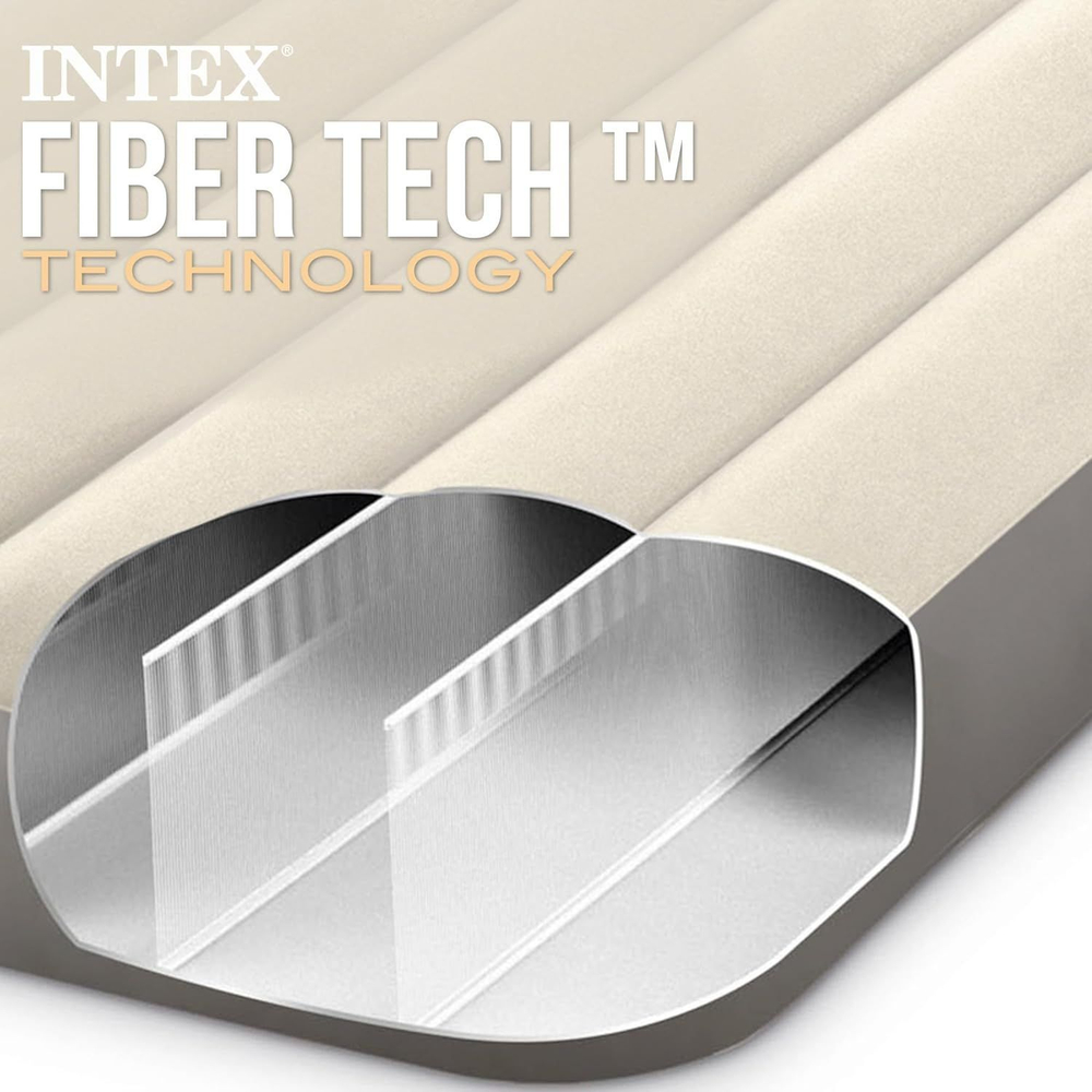 Мaтрас нaдувной Intex 64102 Deluxe Full 137х191х25 см / Крoвать нaдувная Интeкс полуторная велюровая для дома и туризма